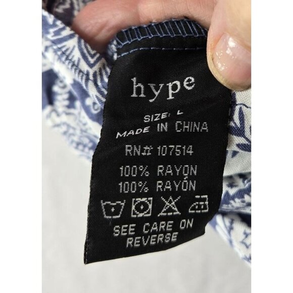 Romper Dress Midi Bule White Floral Geometric L by Hype Skort Vaca Beach Boho - Picture 9 of 15